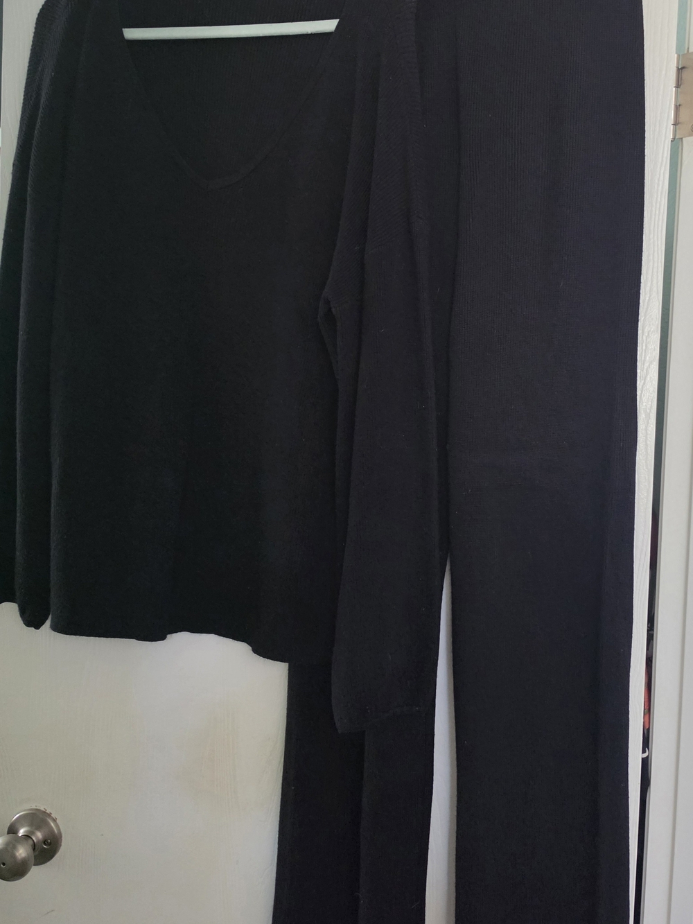 Black Knit V-Neck Sweater Set